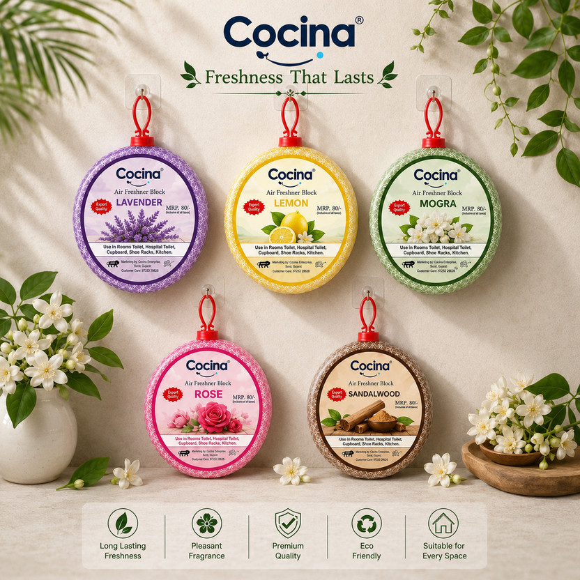 cocina air Floral Blocks Premium Air Freshener for Toilet & Bathroom | Fresh Aroma(5 x 50 g)