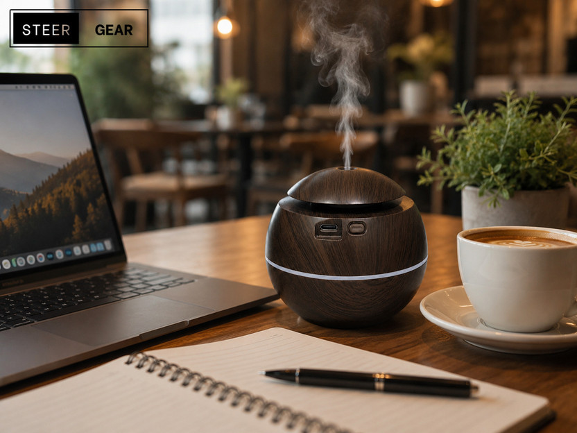 SteerGear Aroma Diffuser-Grey Diffuser Set Essential Oil Diffuser Ultrasonic Aroma Humidifier for Home(300 ml)
