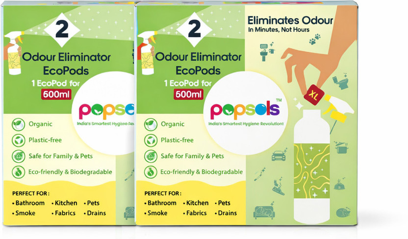 POPSOLS Non Fragrant Spray Odour Eliminator EcoPods (Each Pack 2 EcoPods) Pack of 2 |1 Ecopod makes 500ml(2 x 1 L)