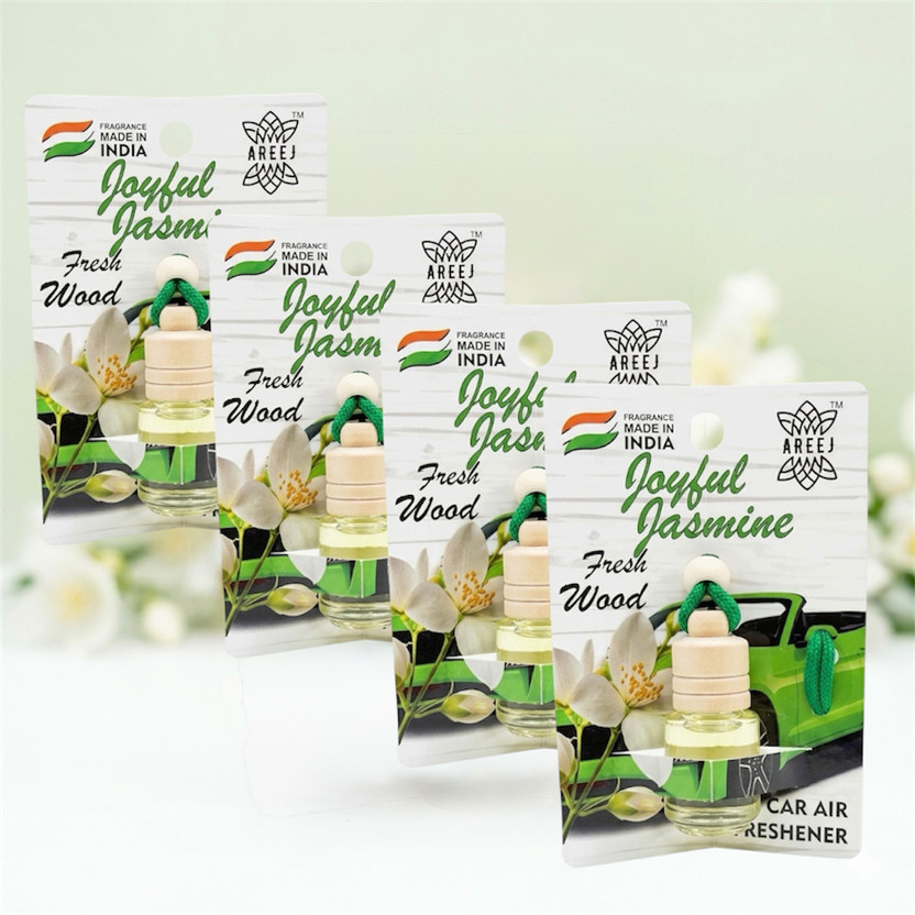 AREEJ Joyful Jasmine Car Freshener Diffuser Long Lasting Car Perfume Car hanging air freshener(4 x 8 ml)