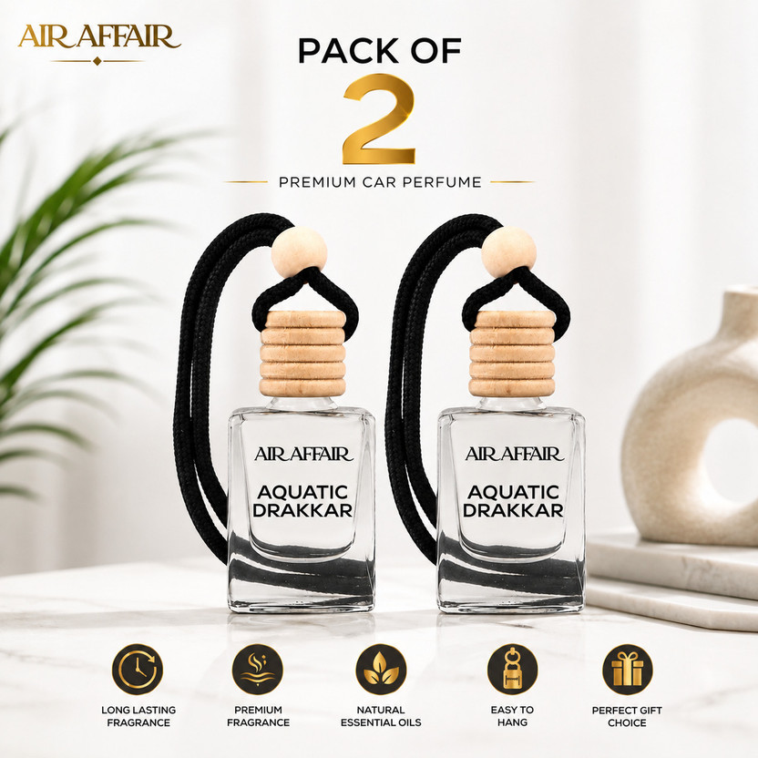 Air Affair Aquatic Drakkar Car Freshener Diffuser Fresh Electric Fragrance | Long Lasting Car Perfume | Odor Remover(2 x 10 ml)
