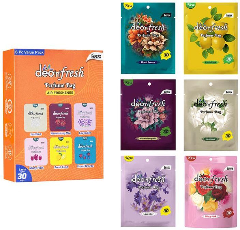 AVL DEO 'N' FRESH Air Freshener, Assorted Fragrance,Pack of 6, Last up to 30 Days, Odour Control Diffuser Air Freshener, Assorted Fragrance - Pack of 6, Last up to 30 Days, Odour Control(6 x 10 g)