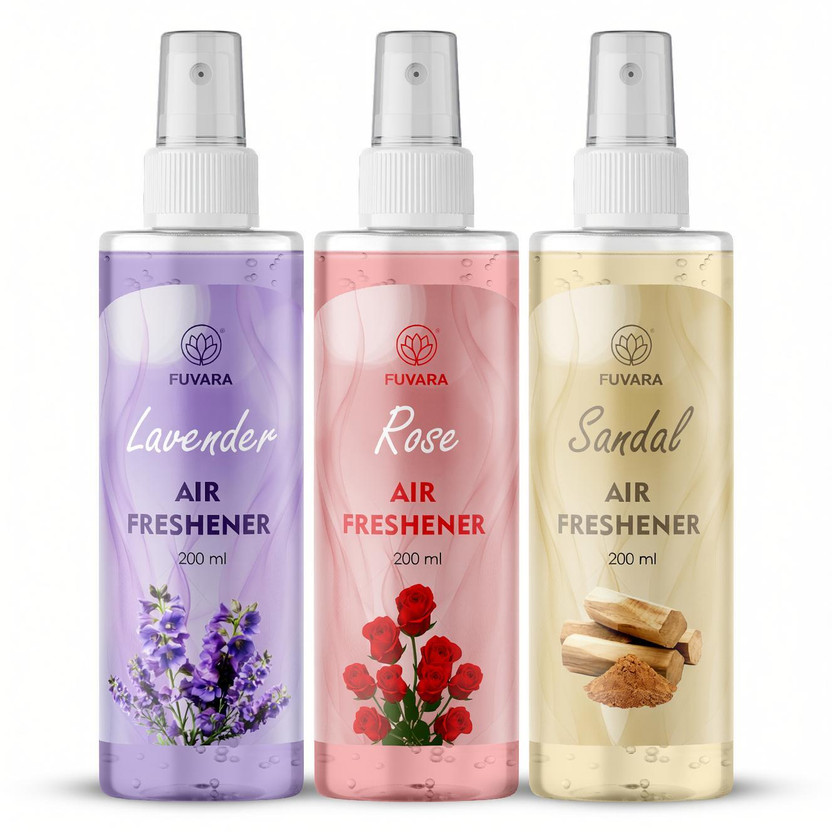 FUVARA ROSE, LAVENDER, SENDAL Car Freshener Spray LAVENDER ROSE SENDAL AIR FRESHENER SPRAY 200ML PACK 3(3 x 200 ml)