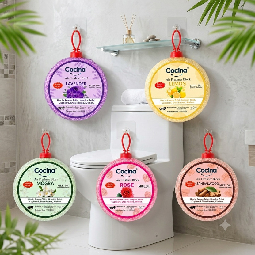 cocina air Floral Blocks Air Freshener for Toilet, Bathroom & Washroom | Long Lasting Scent(5 x 50 g)