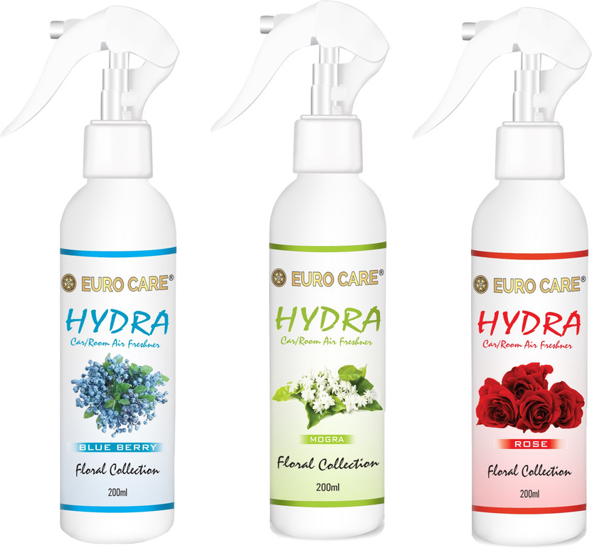 Euro Care Rose, Mogra, Blue Berry Car Freshener Spray Rose-Mogra-Blue Berry-Scent(600 ml)