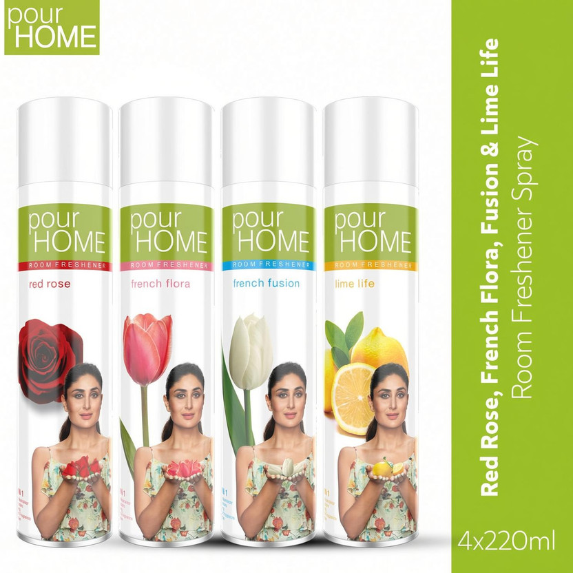 POUR HOME Rose,Flora,Fusion,Lime Spray Rose,Flora,Fusion,Lime(4 x 220 ml)