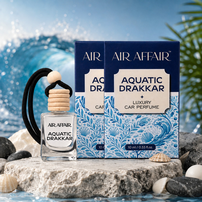 Air Affair Aquatic Drakkar Car Freshener Diffuser Fresh Electric Fragrance | Long Lasting Car Perfume | Odor Remover(2 x 10 ml)