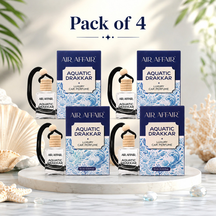 Air Affair Aquatic Drakkar Car Freshener Diffuser Luxury Perfume | Premium Car Freshener | Burn Bad Odors(4 x 10 ml)