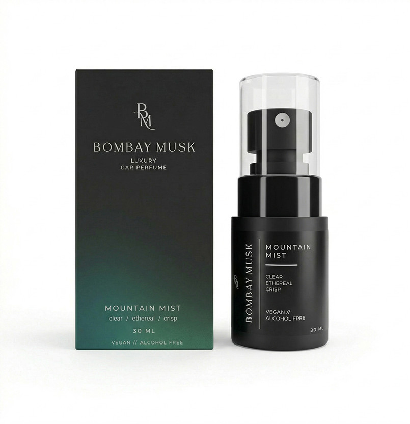 Bombay Musk Mountain Mist, Fresh, Icy, aroma Car Freshener Spray Mountain Mist, Car, Freshener, Sprays, 200+ Luxury Non-alcoholic Plant based Perfume(30 ml)