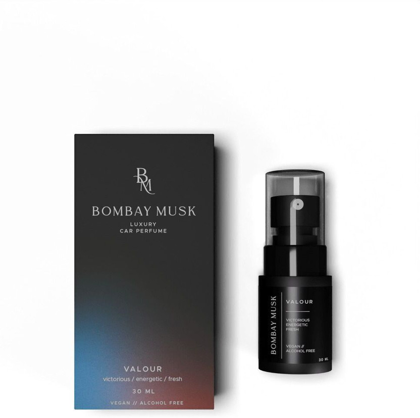 Bombay Musk Valour Spray Valour Luxury Car Perfume | Long Lasting Car Fragrance & Car Freshener | Alcohol Free & Plant Based | 60+ Days | 200+ Sprays | Perfume for Car(30 ml)