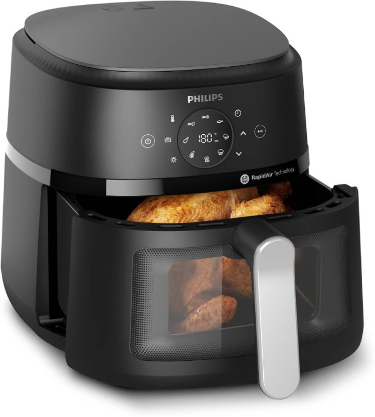 PHILIPS NA231/00 with touch panel & Cooking window, uses up to 90% less fat, 1700W, with Rapid Air Technology Air Fryer(6.2 L)
