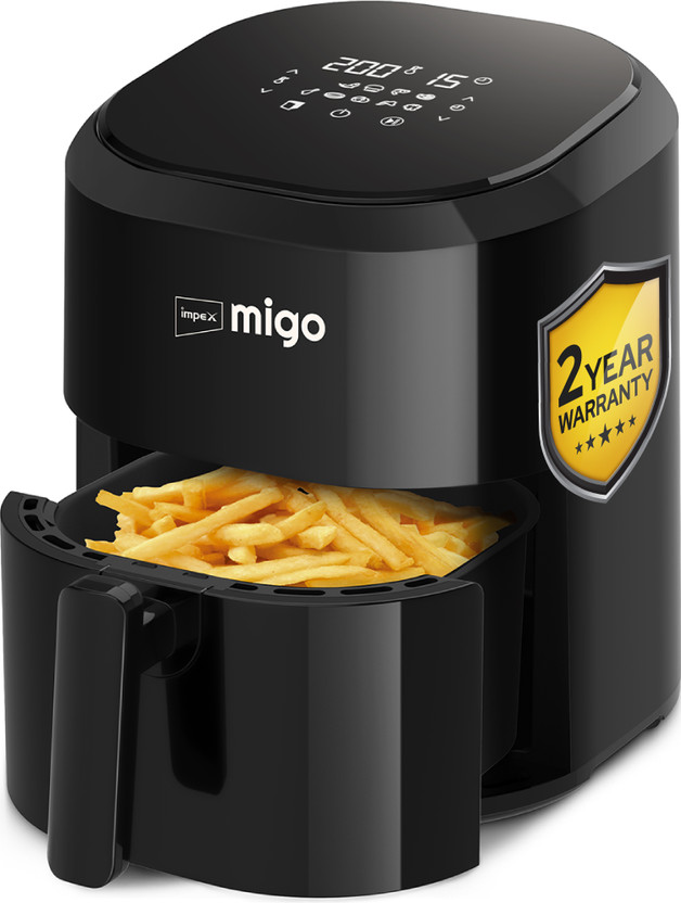 IMPEX Nutrifry Smart 7 in 1 Function, Uses up to 90% Less Fat 1200 W, Cyclonic Air Flow Cooking, Smart Touch Display (Black) Air Fryer(4.5 L)