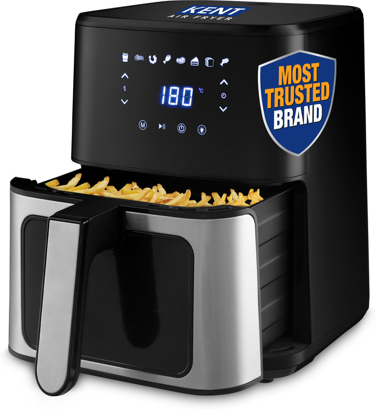 KENT Ultra Digital Air Fryer 5L | 1500W | Bake, Grill & Roast | Up to 80% Less Oil Usage |8 Preset Menu|Rapid Heat Circulation |Digital Display & Touch Control Panel |Glass Window with in built Light Air Fryer(5 L)