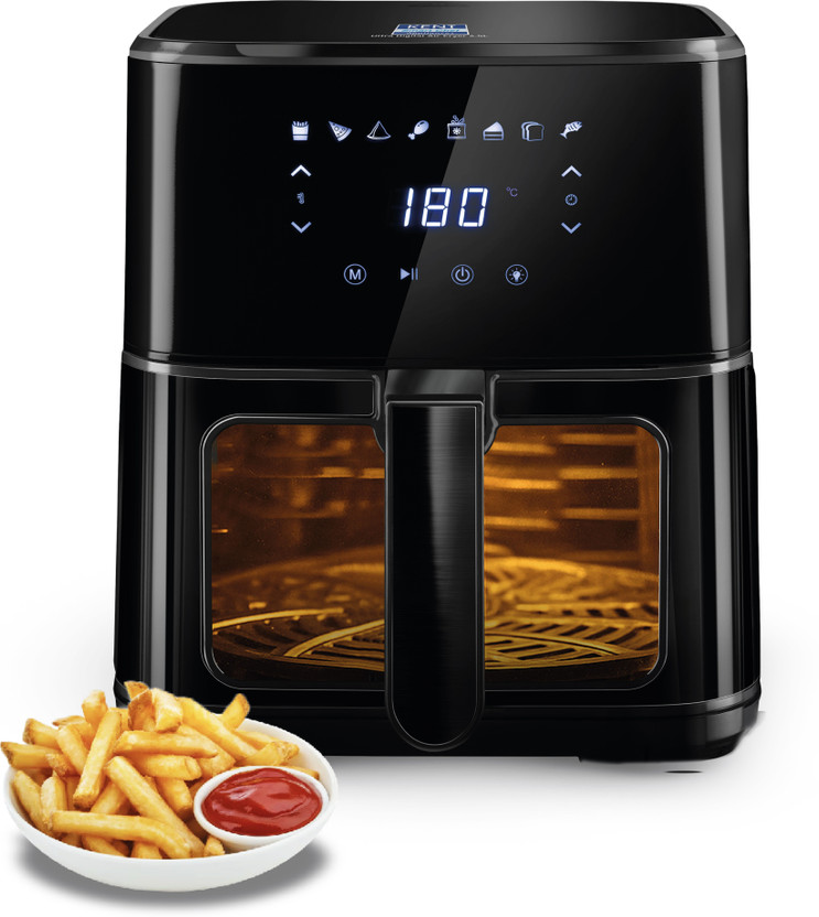 KENT Ultra Digital Air Fryer 4.5L Bake, Grill & Roast Up to 80% Less Oil Usage 8 Preset MenuRapid Heat Circulation Digital Display & Touch Control Panel Glass Window with in built Light Air Fryer(4.5 L)