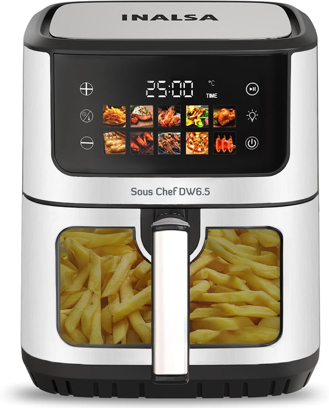 Inalsa Sous Chef DW6.5, 1600W with LED Touch Display & 10 Preset ,Variable Temp.Control Air Fryer(6.5 L)