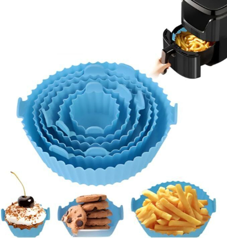 ornexa Air Fryer Silicone Pot with Handle Reusable Air Fryer Liner Heat Resistant Airfryer Tray