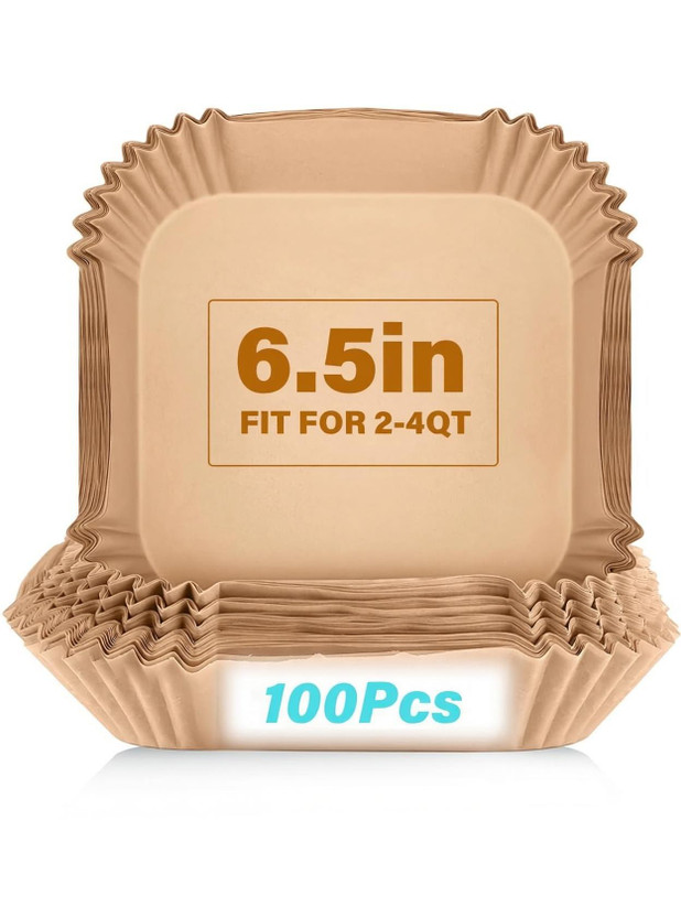 SANCORP 100Pcs Square Air Fryer Liners Disposable Cooking Non-Stick airfryer accessories Airfryer Tray