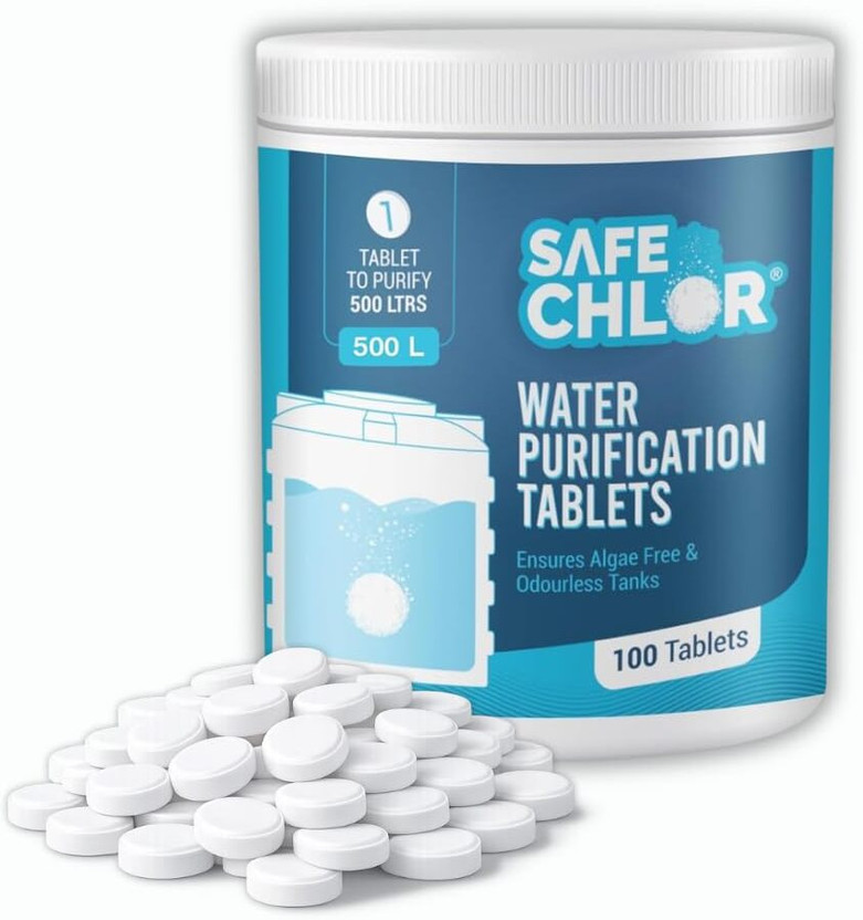 Safe Chlor Chlorine Tablets for 500L Overhead WaterTanks & Underground Tanks (100 Tablets)(100 Tablets)