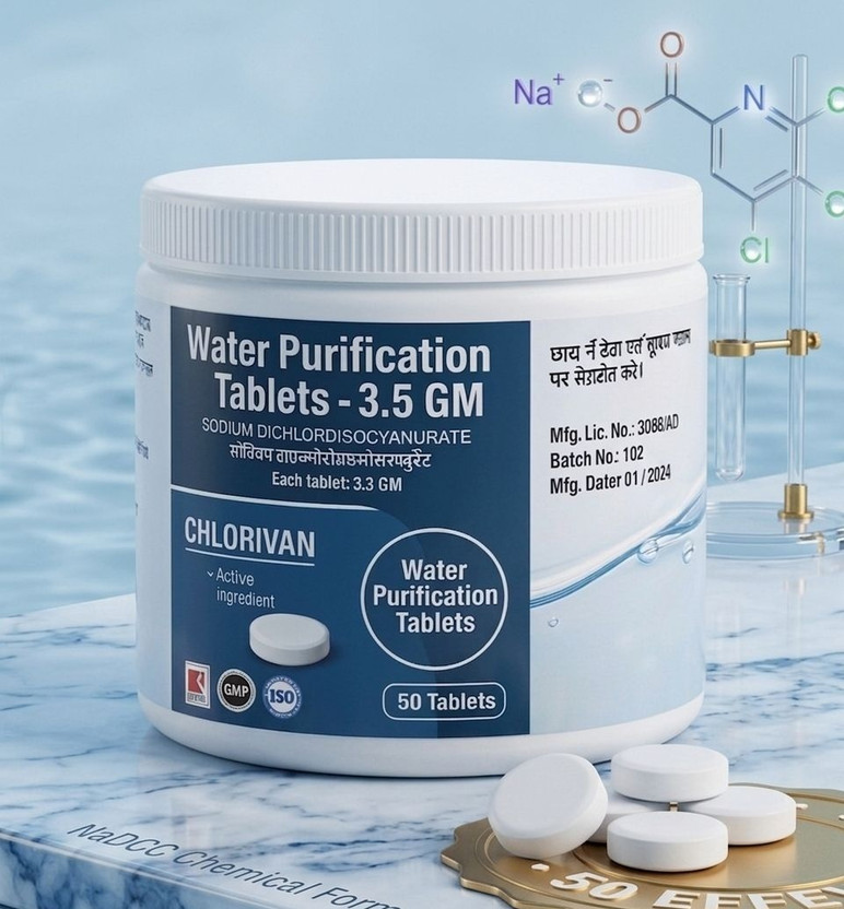 EVERSYS Water Purification Chlorine Tablets for Water Tank (50 Tablets)(50 Tablets)