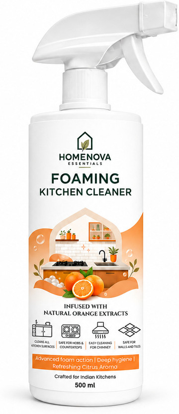 Homenova Homenova essentials India’s best foaming kitchen cleaner | Infused with natural ORANGE PEEL extracts(499 ml) - Flipkart Deal