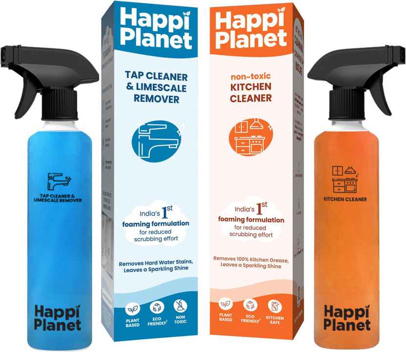 Happi Planet Tap Cleaner & Limescale Remover and Kitchen Cleaner Combo(999 ml)