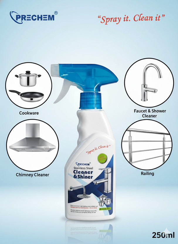 PRECHEM Stainless Steel Cleaner and Shiner | Eco friendly | Pleasant Fragrance(250 ml)