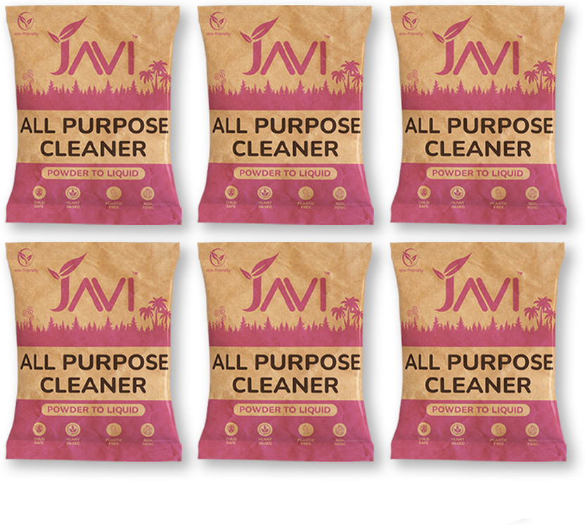 JAVI All Purpose Cleaner Powder to Liquid Refill Pack (6 Sachet = 3Litre) | Non Toxic(3000 ml)
