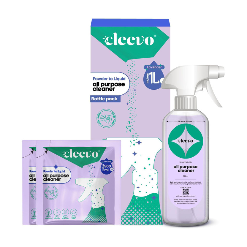 cleevo All Surface Cleaner Liquid Spray | 1L Bottle Pack | Multipurpose | Lavender(1 L)