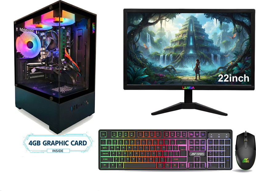 LUISA GAMING ICECAP Core i7 (16 GB Unified/500 GB/256 GB SSD/Windows 11 Home/4GB GRAPHIC CARD/22 Inch Screen/ICECAP i7-3770-4GB GPU-16GB RAM-256GB SSD-500GB HDD-22In Display-M&Keybord-WIFI) with MS Office(Black)