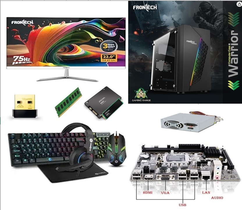 TCM GAMEING PC SETUP 3TH Core i5 (16 GB Unified/500 GB/256 GB SSD/Windows 11 Home/2 GB NVIDIA/22 Inch Screen/FRONTECH) with MS Office(White, 40 cm x 42 cm x 43 cm, 20 kg)