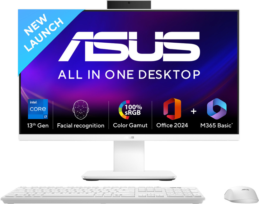 ASUS V400 AiO Series V470VA-KWPE006WS, All in One Desktop, 13th Gen Core i7 (16 GB DDR5/1 TB SSD/Windows 11 Home/27 Inch Screen/V470VA-KWPE006WS) with MS Office(White, 21 cm x 61.3 cm x 44.7 cm, 9 kg)