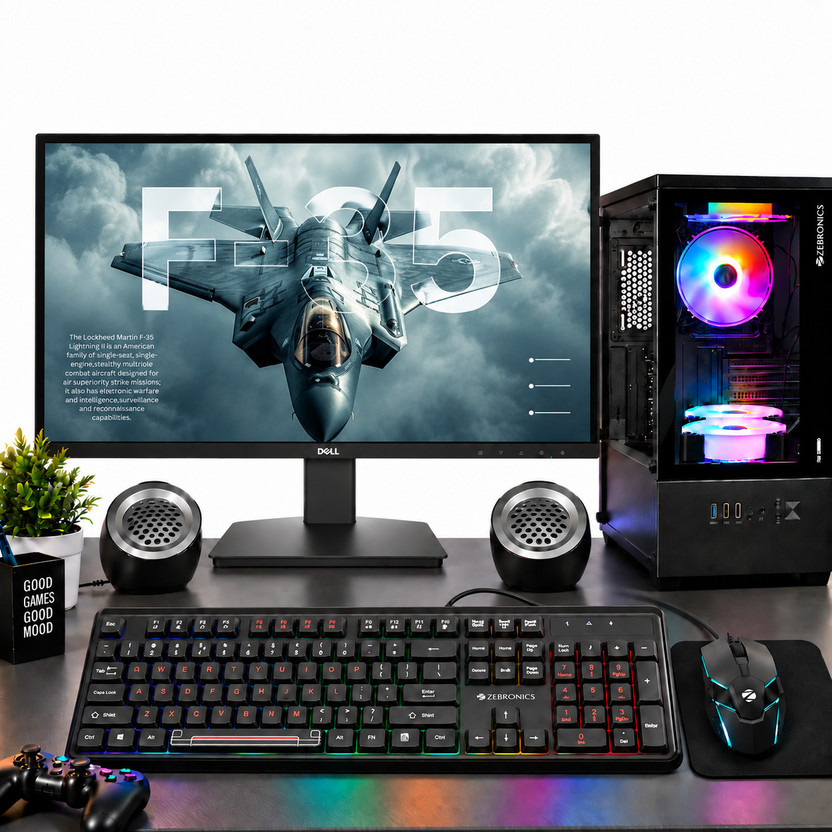 KENAVI™ Gaming Desktop Full Set Core i5 (8 GB DDR3/256 GB SSD/Windows 10 Pro/22 Inch Screen/Dell with 3-Year Warranty | Perfect for Gaming, Trading & Office Work) with MS Office(Multicolor, 25 cm x 25 cm x 25 cm, 3.5 kg)