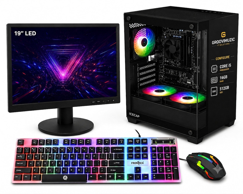Groovimuzic GAMING Core i5 (16 GB Unified/512 GB SSD/Windows 10 Home/18.5 Inch Screen/GAMING KEYBOARD AND MOUSE/MSO/WIFI DONGLE) with MS Office(Black)