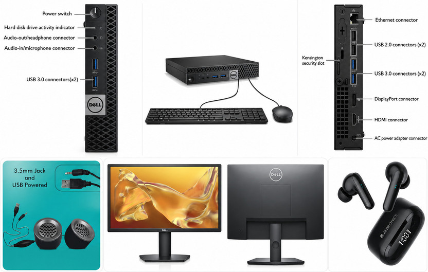 Dell DELL intel Core i5 (7th Gen) (8 GB DDR4/256 GB SSD/Windows 11 Home/22 Inch Screen/22"INCH monitor intel core i5-7th ganrations) with MS Office(Black, 50 cm x 55 cm x 30 cm, 3.5 kg) - Flipkart Deal
