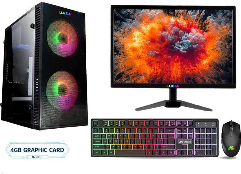 LUISA GAMING Core i5 (16 GB Unified/500 GB/128 GB SSD/Windows 11 Home/4GB GRAPHIC CARD/19 Inch Screen/i5 -3470-4GB GRAPHIC CARD-16GB RAM-128GB SSD-500GB HDD-19INCH MOUSE KEYBRD WIFI) with MS Office(Black)