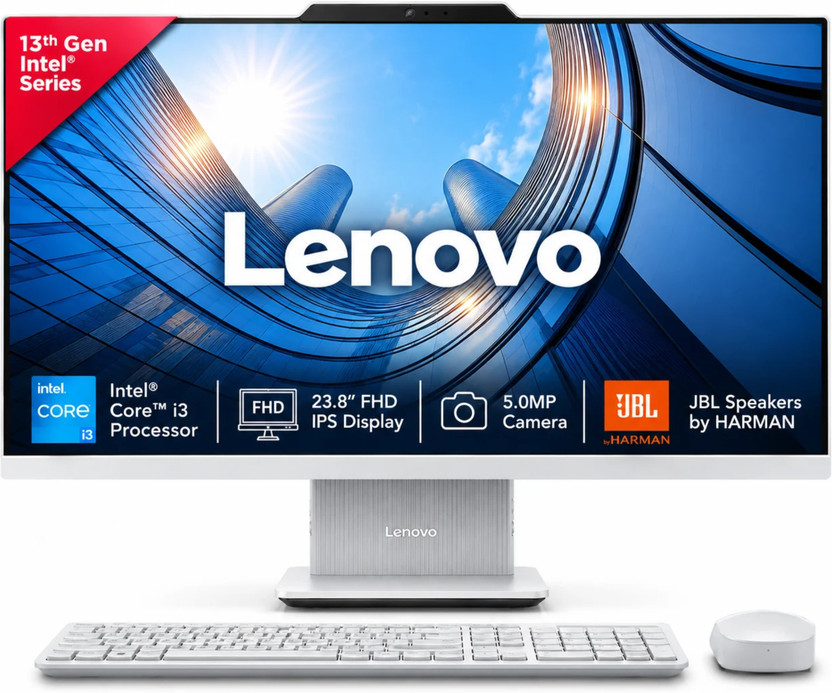 Lenovo Lenovo IdeaCentre AIO Core i3 (8 GB DDR5/512 GB SSD/Windows 11 Home/23.8 Inch Screen/IdeaCentre AIO 24IRH9) with MS Office(Cloud Grey, 43.1 cm x 54 cm x 19.2 cm, 6 kg) - Flipkart Deal