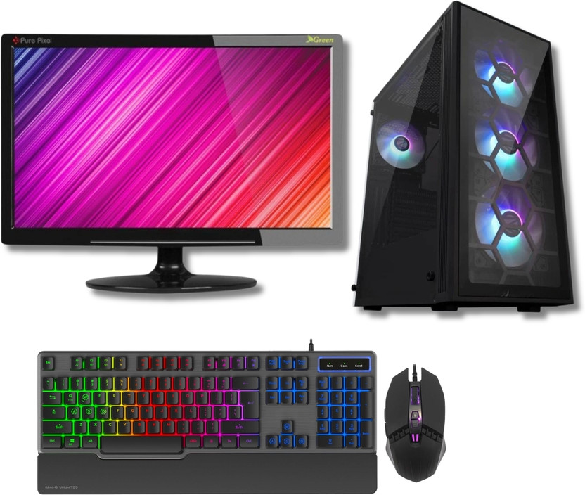 DGI Gaming Core i5 (8 GB DDR4/512 GB SSD/Windows 10 Pro/4 GB NVIDIA/19 Inch Screen/IN-MMS2160B/94) with MS Office(Black, 53 cm x 47 cm x 73 cm, 14 kg)