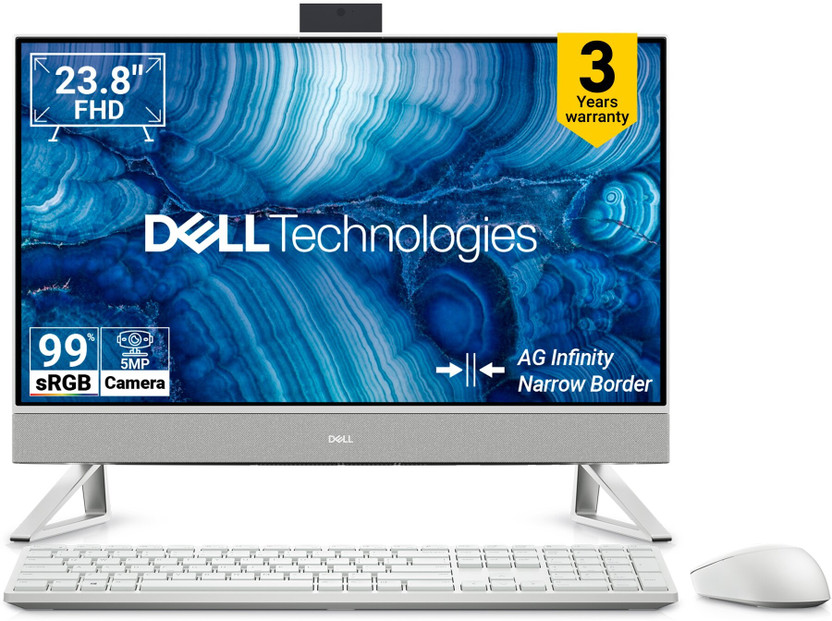 DELL Inspiron All-in-One Core i7 (16 GB DDR5/1024 GB SSD/Windows 11 Home/23.8 Inch Screen/24 AIO EC24250)(Pearl White)
