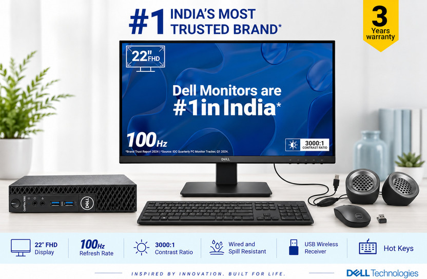 Dell DELL intel Core i5 (8th Gen) (8 GB DDR4/256 GB SSD/Windows 11 Home/22 Inch Screen/SE2225HM) with MS Office(Black, 25 cm x 30 cm x 20 cm, 3.5 kg) - Flipkart Deal