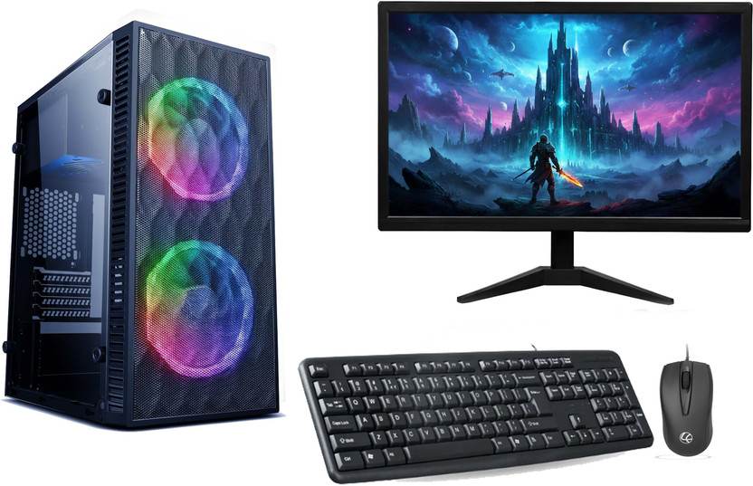 LUISA GAMING Core i3 (8 GB DDR3/500 GB/128 GB SSD/Windows 11 Home/19 Inch Screen/Crossbar-i3 -3220-8GB RAM-128GB SSD-500gb Hdd-19INCH MONITOR MOUSE KEYBRD) with MS Office(Black)