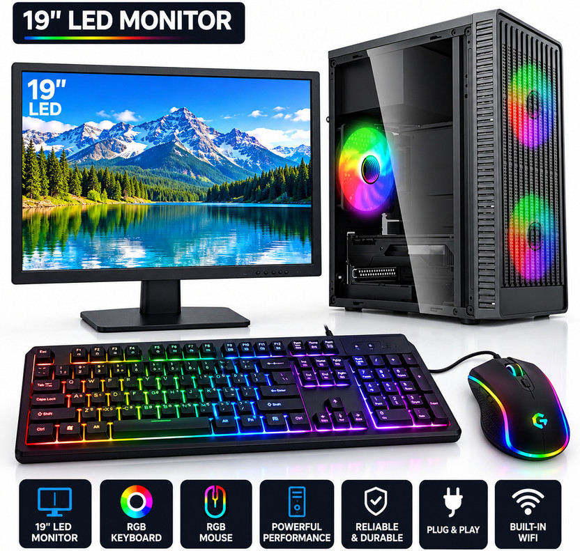 MegaDesk MegaDesk Gaming Core i5 (8 GB DDR3/256 GB SSD/Windows 10 Pro/1 GB/19 Inch Screen/Gaming) with MS Office(Black) - Flipkart Deal