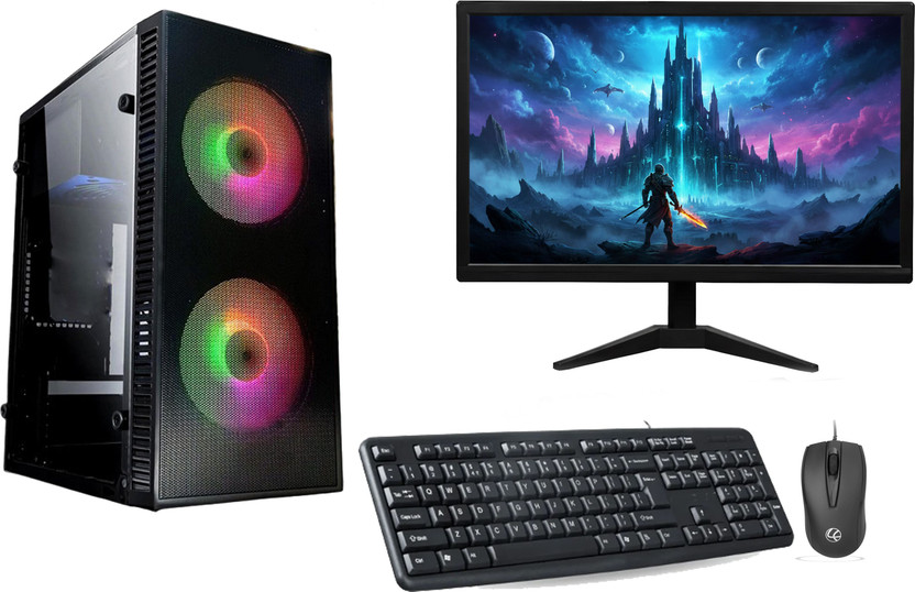 LUISA GAMING Core i3 (8 GB DDR3/128 GB SSD/Windows 11 Home/19 Inch Screen/Crossbar-i3 -3220-8GB RAM-128GB SSD-19INCH MONITOR RGB MOUSE KEYBRD COMBO) with MS Office(Black)
