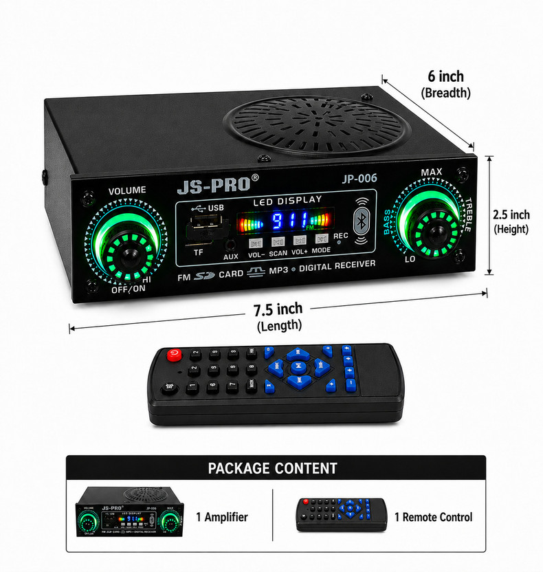 JS PRO JP -006 Amplifier 20 W AV Control Amplifier(Black)