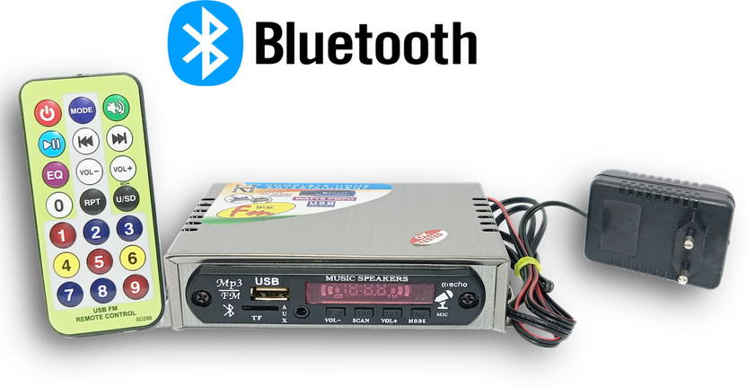 HSNAKE mini mp3 player with FM,AUX,USB,BLUETOOTH,SD-MMC 20 W AV Control Amplifier(Silver)