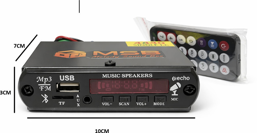 MSB MINI AMPLIFIER WITH BT/AUX/USB/SD PERFECT FOR ALL TYPES 2 ,,3,4 WHEELERS 12 W AV Control Amplifier(Black)
