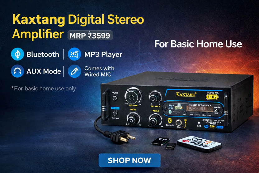 KAXTANG DJ trick 1102 Full Black Digital Stereo With BT/ USB/ SD-Card /FM /AUX 5000 W AV Power Amplifier(Black)