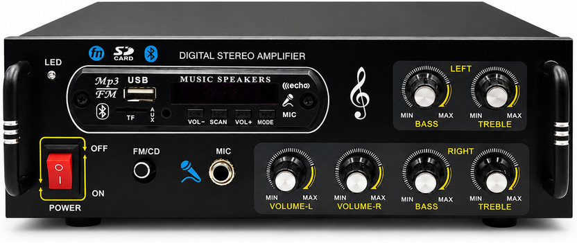 ain 4440 IC DJMachine Amplifier 5000 W Bluetooth/ USB/SD Card /FM/MIC/AUX Input 120 W AV Power Amplifier(Black)