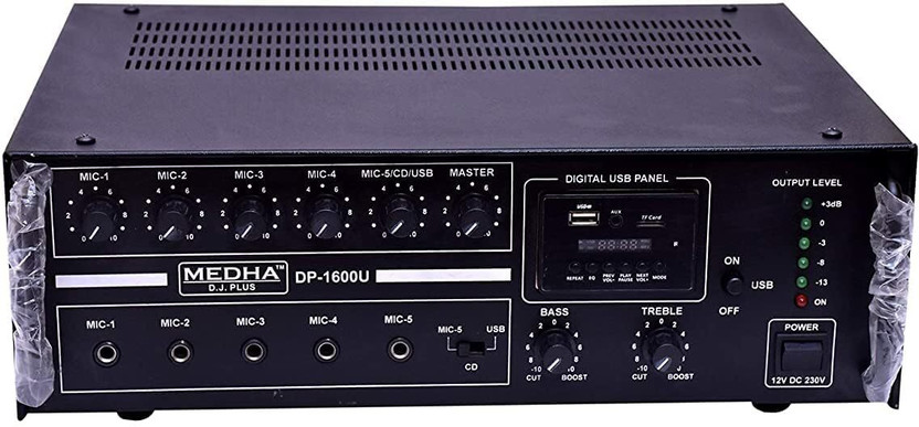 MEDHA D.J. PLUS DP-1600U POWERFUL MOSFET BLETOOTH DJ AMPLIFIER 200 W AV Power Amplifier(Black)