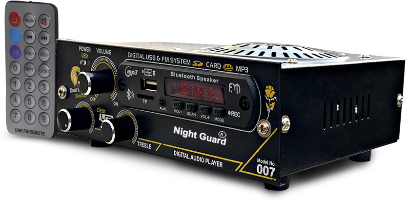 Night Guard Fm Radio with bluetooth speaker , USB , SD Card , Portable fm Radio 80 W AV Power Amplifier(Black)