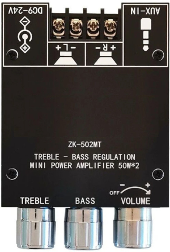DHIYONAH ZK502mt stereo bt audio amplifier(50W+50W) o/p with Vol, Bass and Treble control 120 W AV Control Amplifier(Black)